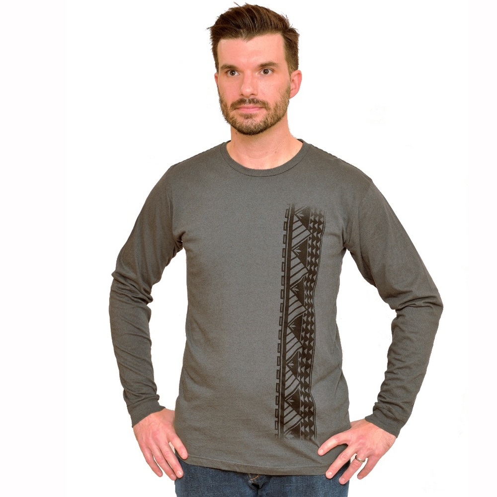 Men's Long Sleeve Shirt with Samoan Tattoo Print